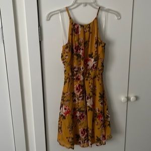 NWT Francesca’s Marigold Floral Godet Dress
